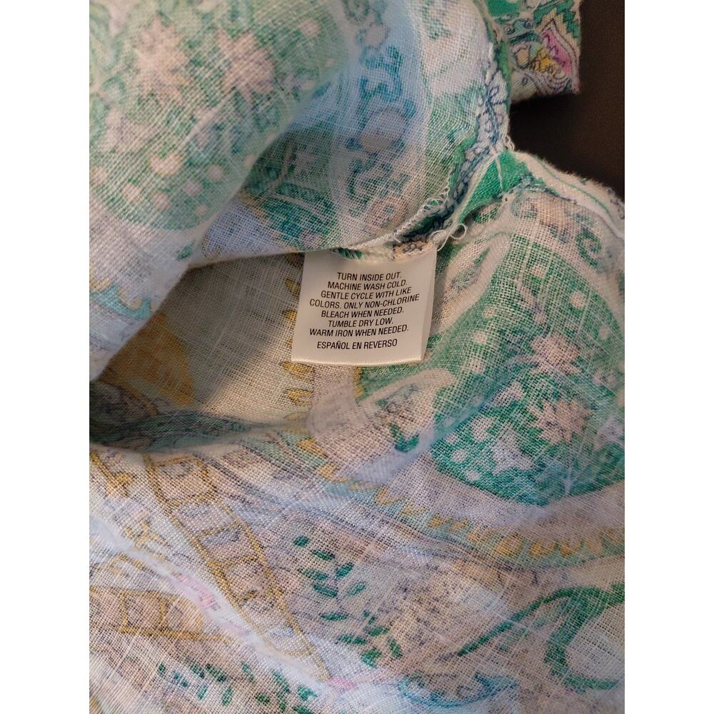 Charter Club Luxury Womens M Tunic Top 100% Linen Paisley Embellished Resort - Picture 9 of 14